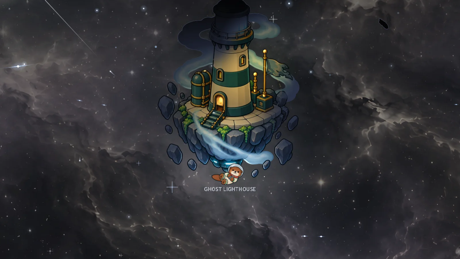 In-game: an old lighthouse on a rock, its lamp long cold.